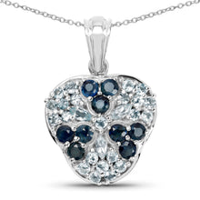 Load image into Gallery viewer, 2.73 Carat Genuine Blue Sapphire and Aquamarine .925 Sterling Silver Pendant