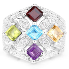 将图片加载到图库查看器,1.67 Carat Genuine Multi Stone .925 Sterling Silver Ring