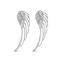 将图片加载到图库查看器,14K White Gold 1/4 Cttw Lab Grown Diamond Angel Wing Stud Earrings (F-G Color, VS1-VS2 Clarity)