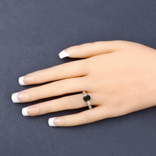 Load image into Gallery viewer, 1.19 Carat Genuine Green Tourmaline and White Diamond 14K White Gold Ring