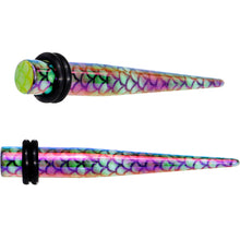 Load image into Gallery viewer, Rainbow Acrylic Magical Mermaid Single Flare Plug Set 4mm to 12mm