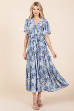 将图片加载到图库查看器,New Summer Floral Tie Waist Flutter Sleeve Tiered Dress For Women – Feminine, Elegant, Cheerful, Bohemian Chic, Flowy & Graceful