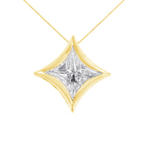 Load image into Gallery viewer, 10K White Gold 1/10 Cttw Bezel Set Solitaire Princess Cut Diamond Kite Shaped Pendent Necklace - 18" Inches