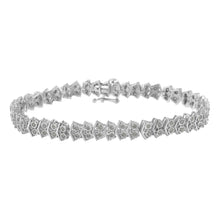 将图片加载到图库查看器,.925 Sterling Silver 1.0 cttw Diamond "Arrow" Shape Tennis Link Bracelet (I-J Color, I3 Clarity) -7.25"