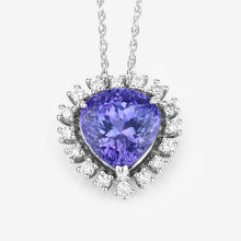 将图片加载到图库查看器,3.25 Carat Genuine Tanzanite and White Diamond 14K White Gold Pendant