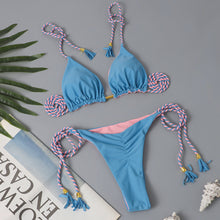 将图片加载到图库查看器,New Festival Flame Halter Bikini Set for Women – Triangle V-Neck Backless Two-Piece Swimsuit with Tie Side Bottoms & Adjustable Lace-Up Fit – Sleek Polyamide Swimwear for Koningsdag/King’s Day & Summer Beach Celebrations