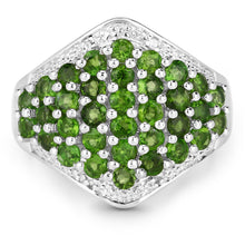 Load image into Gallery viewer, 2.41 Carat Genuine Chrome Diopside and White Topaz .925 Sterling Silver Ring