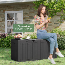 Load image into Gallery viewer, 35 Gallon Outdoor Resin Storage Box β Black/Wood Grain