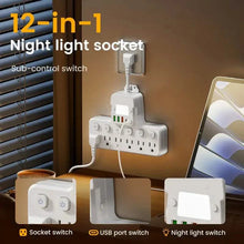 Load image into Gallery viewer, 12-in-1 Adjustable Desk Lamp Power Strip – 6 AC Outlets, 3 USB-A & 2 Type-C Ports, Surge Protection