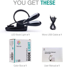 将图片加载到图库查看器,Super Adjustable Goosenecks Clip LED Lamp For Book Reading With Stand And Double Ligh Rechargeable 12 LED Warm Book Light, Clip On Bed Reading Light, Music Stand Lamp, 2 Brightness & 2 Goosenecks Light Up 2 Full Pages. Perfect For Bookworms, Kids & Music