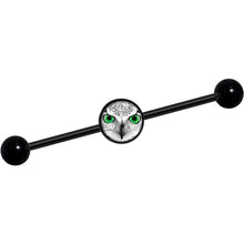 Load image into Gallery viewer, 14G Black White Owl Black Industrial Barbell 37mm