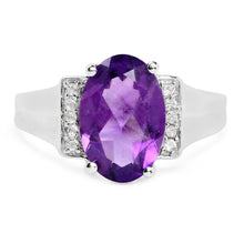 Load image into Gallery viewer, 3.12 Carat Genuine Amethyst and White Topaz .925 Sterling Silver Ring