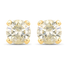 Load image into Gallery viewer, 0.98 Carat Genuine LB Diamond 14K Yellow Gold Earrings