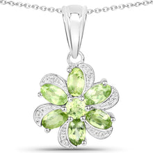 Load image into Gallery viewer, 8.04 Carat Genuine Peridot and White Topaz .925 Sterling Silver 3 Piece Jewelry Set (Ring, Earrings, and Pendant w/ Chain)