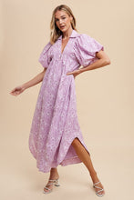 Load image into Gallery viewer, Romantic Floral Detail Puff Sleeve Dress Feminine Elegant Dress for Women Long Dress For Summer