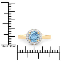 将图片加载到图库查看器,1.03 Carat Genuine Blue Sapphire and White Diamond 14K Yellow Gold Ring