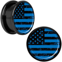Load image into Gallery viewer, Blue American Flag Black Anodized Screw Fit Plug Set 18mm