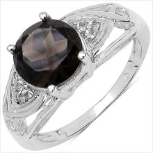 Load image into Gallery viewer, 2.59 Carat Genuine Smoky Quartz & White Topaz .925 Sterling Silver Ring
