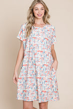 Load image into Gallery viewer, Printed Round Neck Short Sleeve Tee Dress For Women – Casual and Comfortable Dress with Printed Design and Pockets