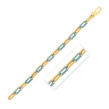 Load image into Gallery viewer, 14k Yellow Gold Turquoise Paperclip Gem Link Bracelet (7.00 mm)