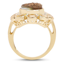 将图片加载到图库查看器,5.14 Carat Genuine Bronze Drusy and Citrine .925 Sterling Silver Ring