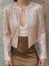 Load image into Gallery viewer, Elegant Women Full-Size Sequin Open Front Cropped Jacket With Glamorous Sparkle Luxury Women Party Jacket