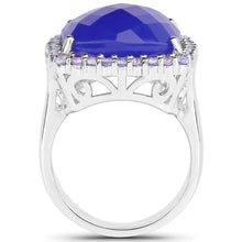 Load image into Gallery viewer, 11.56 Carat Genuine Blue Chelcedonia and Tanzanite .925 Sterling Silver Ring