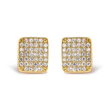 将图片加载到图库查看器,14K Yellow Gold 1/2 Cttw Diamond Square Shaped Composite Cluster Stud Earrings (I-J Color, I1-I2 Clarity)