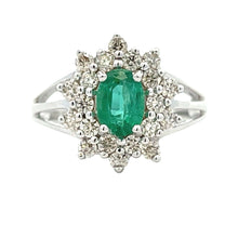 将图片加载到图库查看器,1.43ct Emerald Diamond Ring 14KT White Gold