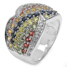 Load image into Gallery viewer, 3.07 Carat Genuine Multi Sapphire .925 Sterling Silver Ring