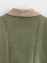 Load image into Gallery viewer, Fuzzy Collared Neck Long Sleeve Jacket with Buttoned Closure and Cozy Pockets