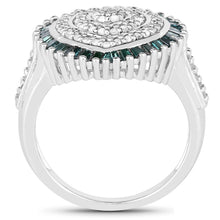 Load image into Gallery viewer, 0.74 Carat Genuine White Diamond and Green Diamond .925 Sterling Silver Ring