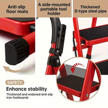 Load image into Gallery viewer, Folding 3/4-Step Ladder β Portable Steel Step Stool, Anti-Slip