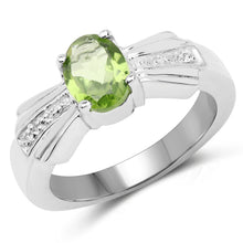 Load image into Gallery viewer, 1.13 Carat Genuine Peridot and White Topaz .925 Sterling Silver Ring