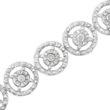 Load image into Gallery viewer, .925 Sterling Silver 1.0 Cttw Diamond Nested Circle Miracle Set Open Wheel 7" Fashion Link Bracelet (I-J Color, I3 Clarity)
