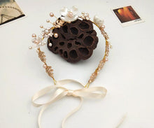 Load image into Gallery viewer, Handamde Lucury Hair Accessories For Girls Kids Flower Crown Adjustable Flower Headband Pearls Head Wreath For Girls