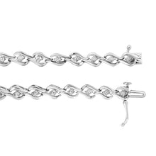 Load image into Gallery viewer, .925 Sterling Silver 1/10 Cttw Round-Cut Diamond Links of Flame Bracelet (I-J Color, I3) - 7.25"