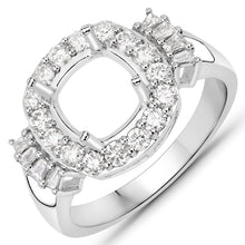 Load image into Gallery viewer, 0.73 Carat Genuine White Diamond 14K White Gold Semi Mount Ring - holds 8x8mm Cushion Gemstone