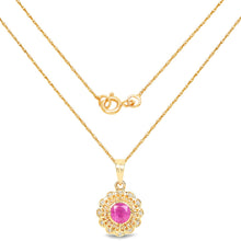 Load image into Gallery viewer, 0.59 Carat Genuine Ruby and White Diamond 14K Yellow Gold Pendant