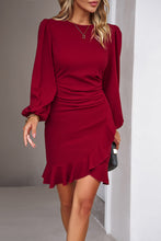 Load image into Gallery viewer, Elegant Black Ruffled Balloon Sleeve Mini Dress Luxury & Playful Statement Piece Simple Dress