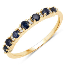 Load image into Gallery viewer, 0.43 Carat Genuine Blue Sapphire and White Diamond 14K Yellow Gold Ring