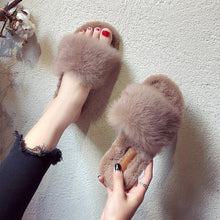 Load image into Gallery viewer, Fahion Fur Slipper For Women Keep Warm Slipper Casual Shoes Elegant Soft Plush Slipper Fuzzy Fur Slippers Soft Comfy Open Toe Slide Slippers Cozy Memory Foam Fluffy House Slippers