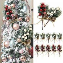 将图片加载到图库查看器,Fake Snow Frost Pine Branch Cone Berry Holly Christmas Tree Christmas Ornament