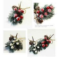 将图片加载到图库查看器,Fake Snow Frost Pine Branch Cone Berry Holly Christmas Tree Christmas Ornament