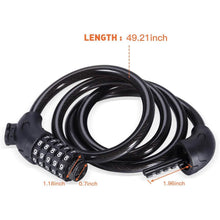 Load image into Gallery viewer, Famistar 4 Feet 5 Digit Resettable Combination Coiling Bike Chain Lock