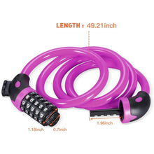 Load image into Gallery viewer, Famistar 4 Feet 5 Digit Resettable Combination Coiling Bike Chain Lock