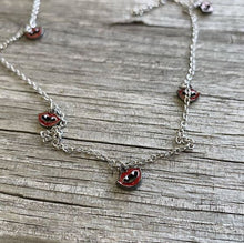Load image into Gallery viewer, 14G 5/8 Red Black Monster Fang Halloween Dangle Nipple Chain