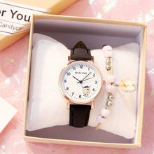 将图片加载到图库查看器,Fashion Childrens Set Bracelet Watch Student Watch Girl Leather Strap Quartz Watch Leather Strap Quartz Watch Children Set Bracelet Watch Leather Band Luxury Quartz Wristwatch
