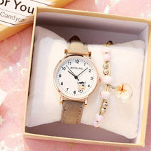 将图片加载到图库查看器,Fashion Childrens Set Bracelet Watch Student Watch Girl Leather Strap Quartz Watch Leather Strap Quartz Watch Children Set Bracelet Watch Leather Band Luxury Quartz Wristwatch
