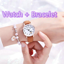 将图片加载到图库查看器,Fashion Childrens Set Bracelet Watch Student Watch Girl Leather Strap Quartz Watch Leather Strap Quartz Watch Children Set Bracelet Watch Leather Band Luxury Quartz Wristwatch